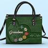 Every Grandma Is A Flower That Never Fades - Family Personalized Custom Leather Handbag - Gift For Mom, Grandma