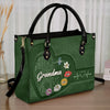 Every Grandma Is A Flower That Never Fades - Family Personalized Custom Leather Handbag - Gift For Mom, Grandma