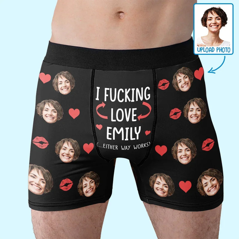 Custom Photo When You Laugh, My World Sings Along - Couple Personalized Custom Boxer Briefs, Men's Boxers - Gift For Husband Wife, Anniversary