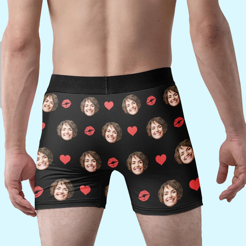 Custom Photo When You Laugh, My World Sings Along - Couple Personalized Custom Boxer Briefs, Men's Boxers - Gift For Husband Wife, Anniversary