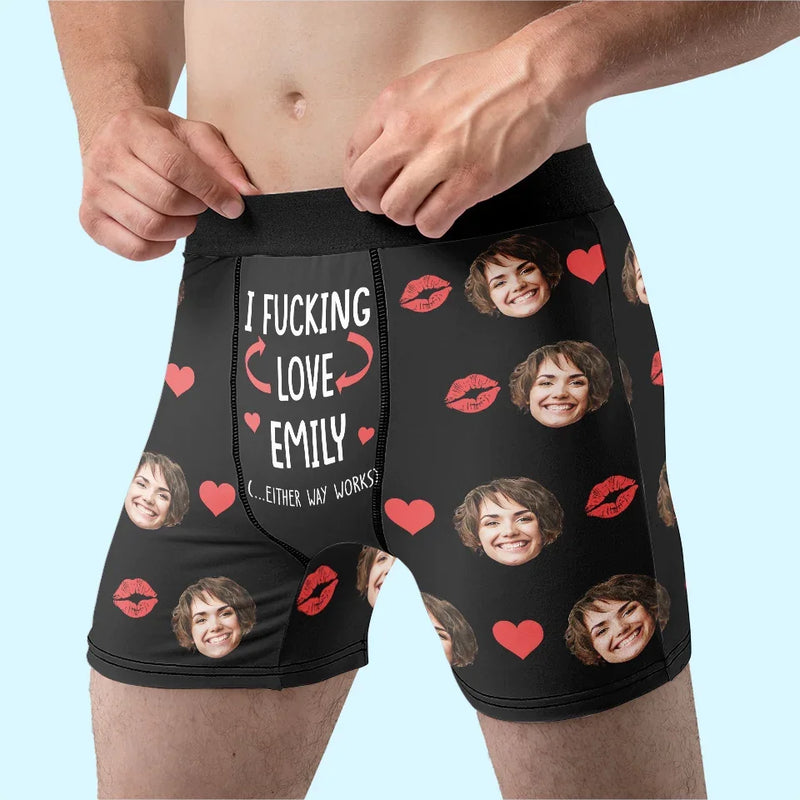 Custom Photo When You Laugh, My World Sings Along - Couple Personalized Custom Boxer Briefs, Men's Boxers - Gift For Husband Wife, Anniversary