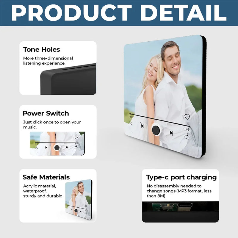 Custom Photo Music Fridge Magnet That Can Play Songs - Personalized Anniversary Wedding Gifts For Husband And Wife, Him And Her - You Are The Song I Would Listen To On Loop