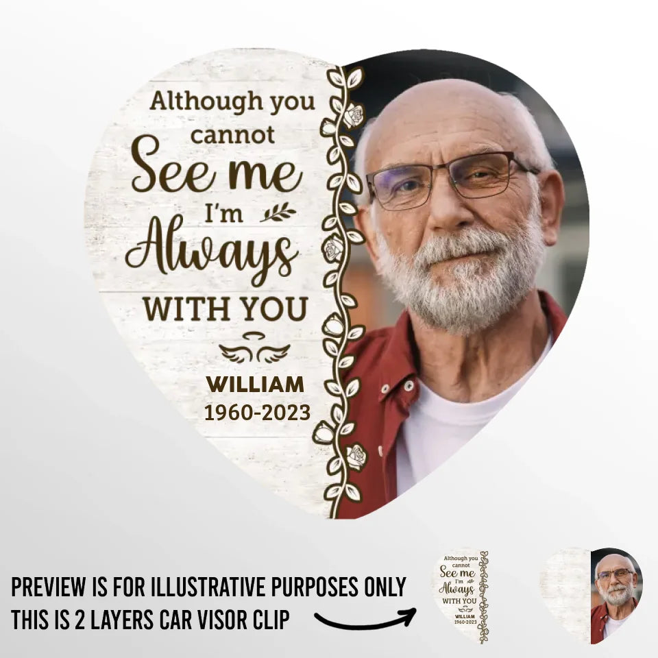 Custom Photo Deep In Our Hearts, You'll Always Stay - Memorial Personalized Custom Car Visor Clip - Sympathy Gift For Family Members