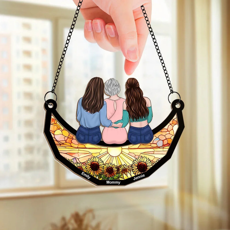 Forever My Girl, Always My Friend - Family Personalized Window Hanging Suncatcher - Gift For Mom, Daughter