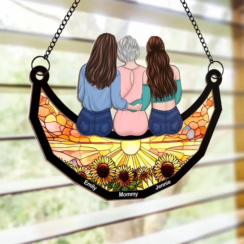 Forever My Girl, Always My Friend - Family Personalized Window Hanging Suncatcher - Gift For Mom, Daughter
