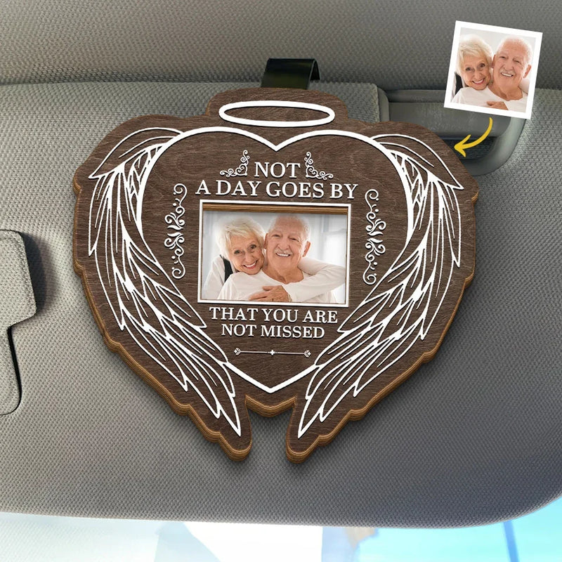 Custom Photo Always On Our Minds Forever In Our Hearts - Memorial Personalized Custom Car Visor Clip - Sympathy Gift For Family Members