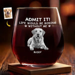 Custom Photo My Pet And Wine Make Everything Fine - Dog & Cat Personalized Custom Wine Glass - Gift For Pet Owners, Pet Lovers