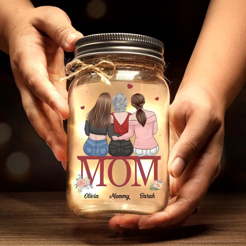You’re Not Just Our Mom, You’re Our World - Family Personalized Custom Mason Jar Light - Gift For Mom, Daughter
