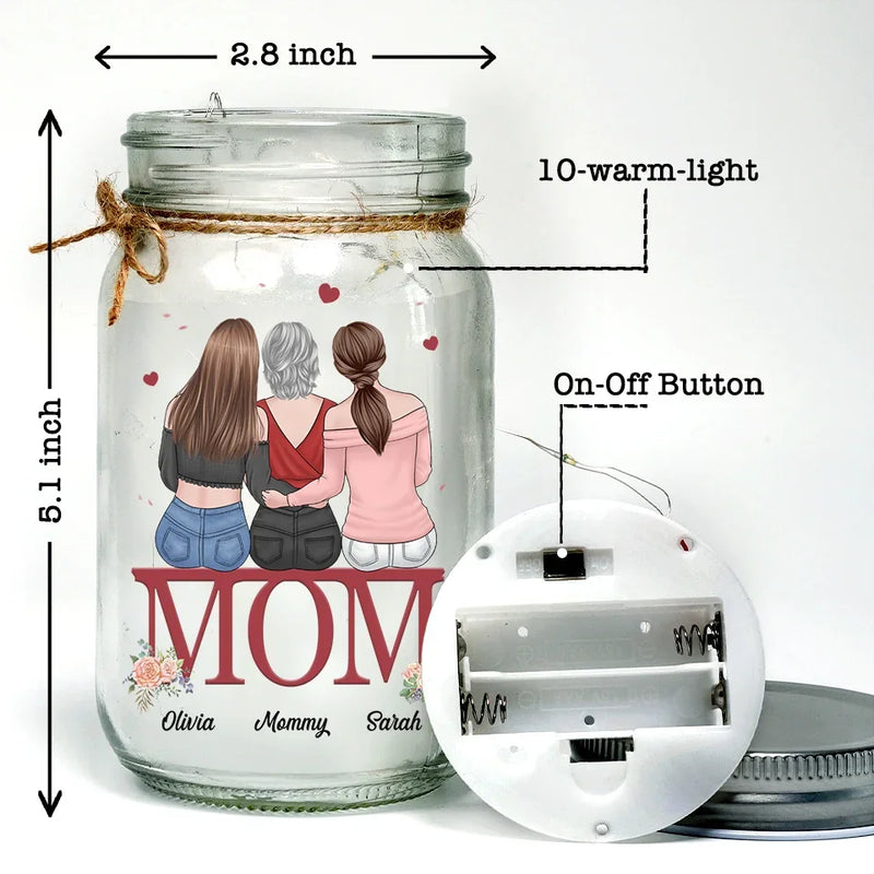 You’re Not Just Our Mom, You’re Our World - Family Personalized Custom Mason Jar Light - Gift For Mom, Daughter