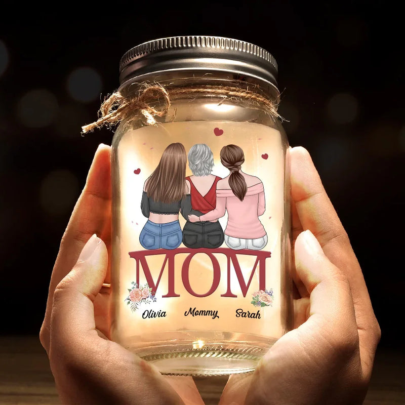You’re Not Just Our Mom, You’re Our World - Family Personalized Custom Mason Jar Light - Gift For Mom, Daughter