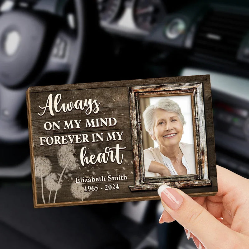 Custom Photo Forever In Our Hearts, You Will Remain - Memorial Personalized Custom Car Visor Clip - Sympathy Gift For Family Members