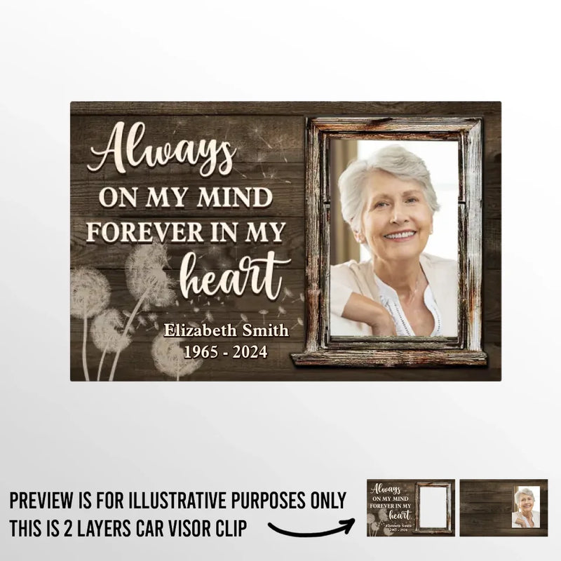 Custom Photo Forever In Our Hearts, You Will Remain - Memorial Personalized Custom Car Visor Clip - Sympathy Gift For Family Members