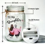Mother And Daughter, Linked For Life - Family Personalized Custom Mason Jar Light - Gift For Mom, Daughter