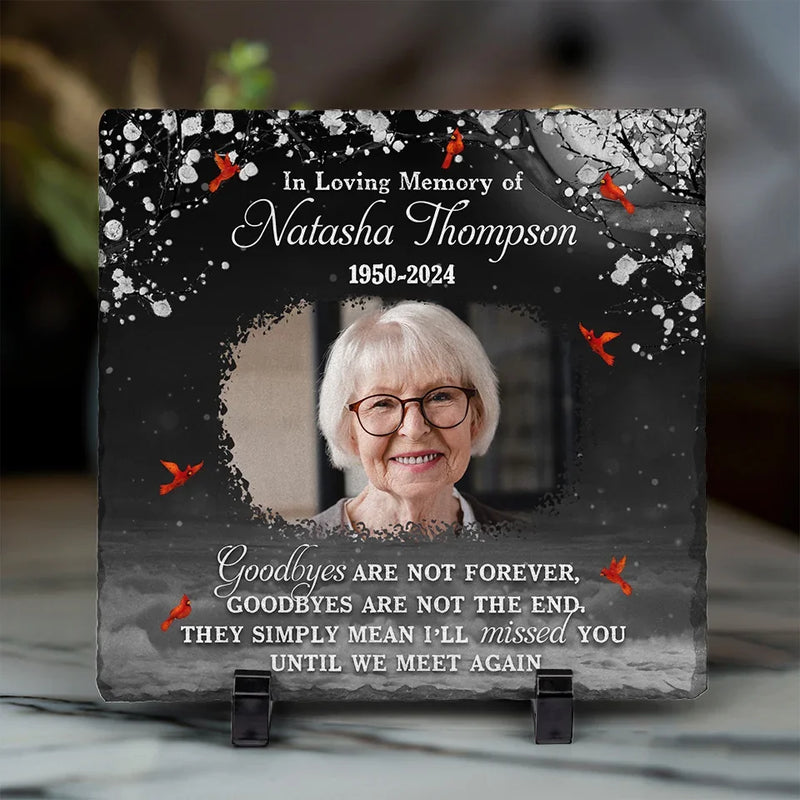 Custom Photo You Will Remain In Our Hearts Forever - Memorial Personalized Custom Square Shaped Memorial Stone - Sympathy Gift For Family Members