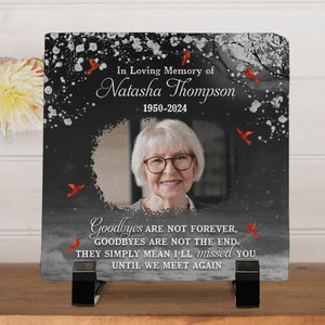 Photo personnalisée : vous resterez à jamais dans nos cœurs - Pierre commémorative carrée personnalisée - Cadeau de condoléances pour les membres de la famille