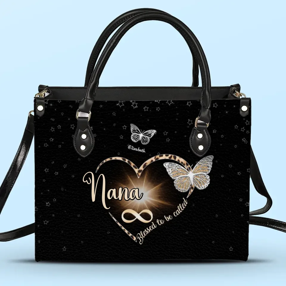 The Love Of A Grandmother Knows No Limits And No End - Family Personalized Custom Leather Handbag - Gift For Mom, Grandma