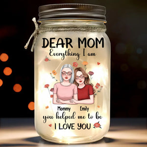Maman, tu es tout pour moi - Lampe personnalisée en pot Mason pour famille - Cadeau pour maman et fille
