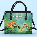With Mom, Warmth And Safety - Family Personalized Custom Leather Handbag - Gift For Grandma, Grandparent