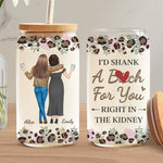 True Friends Are Always Together In Spirit - Bestie Personalized Custom Glass Cup, Iced Coffee Cup - Gift For Best Friends, BFF, Sisters