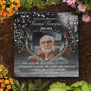 Photo personnalisée « Vous serez toujours avec nous en esprit » - Pierre commémorative carrée personnalisée - Cadeau de condoléances pour les membres de la famille