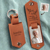 Custom Photo A Big Piece Of My Heart Lives In Heaven - Memorial Personalized Custom Engraved Leather Keychain - Sympathy Gift For Family Members