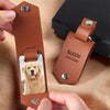Custom Photo Crossed The Rainbow Bridge Knowing I Was Loved - Memorial Personalized Custom Engraved Leather Keychain - Sympathy Gift For Pet Owners, Pet Lovers