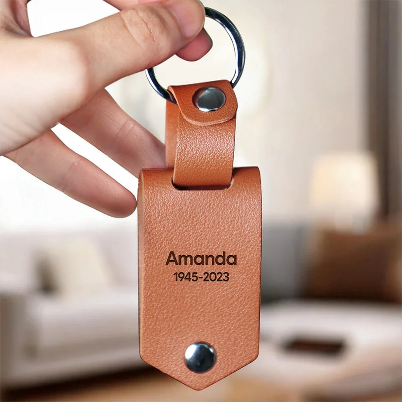 Custom Photo I Will Carry You With Me Until I See You Again - Memorial Personalized Custom Engraved Leather Keychain - Sympathy Gift For Family Members
