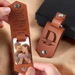Custom Photo Wherever You Go, Always Come Home To Me - Couple Personalized Custom Engraved Leather Keychain - Gift For Husband Wife, Anniversary