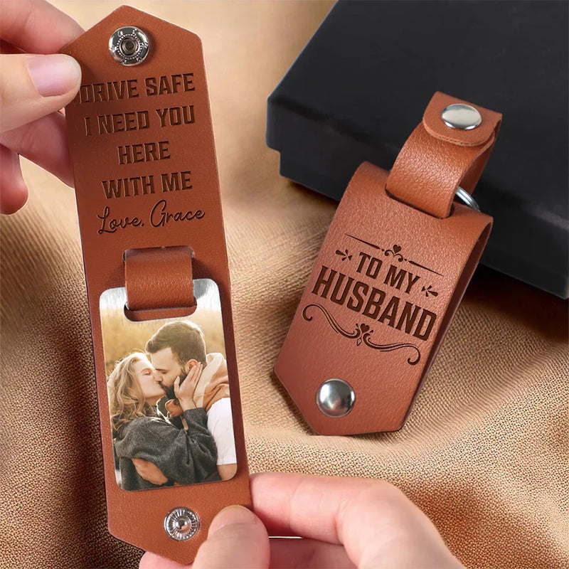 Custom Photo Your Love Is My Greatest Gift - Couple Personalized Custom Engraved Leather Keychain - Gift For Husband Wife, Anniversary