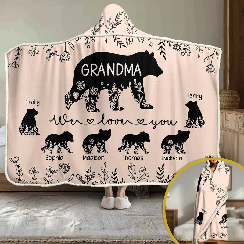 Love Grows Best In Family Gardens - Family Personalized Custom Snuggle Blanket, Hoodie Blanket - Gift For Mom, Grandma