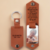 Custom Photo You Left Me Beautiful Memories - Memorial Personalized Custom Engraved Leather Keychain - Sympathy Gift For Family Members
