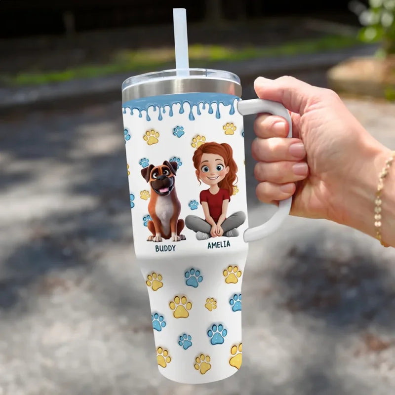 My Dog Is My Heart - Dog Personalized Custom 3D Inflated Effect Printed 40 Oz Stainless Steel Tumbler With Handle - Gift For Pet Owners, Pet Lovers