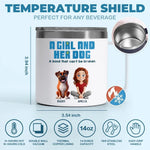 A Girl And Her Dogs Share A Language That Doesn’t Need Words - Dog Personalized Custom 14oz Stainless Steel Tumbler With Handle - Gift For Pet Owners, Pet Lovers