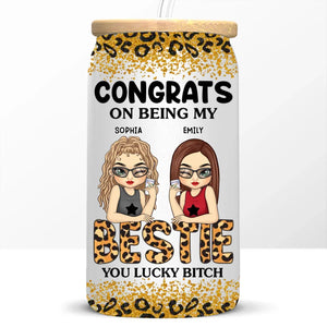 Dans le biscuit de la vie, les amis sont les pépites de chocolat - Tasse en verre personnalisée Bestie, tasse à café glacé - Cadeau pour meilleures amies, meilleures amies, sœurs
