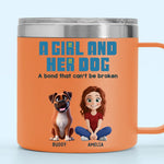 A Girl And Her Dogs Share A Language That Doesn’t Need Words - Dog Personalized Custom 14oz Stainless Steel Tumbler With Handle - Gift For Pet Owners, Pet Lovers