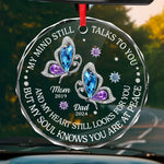 Remembered With Love - Memorial Personalized Custom Round Glass Ornament Car Hanger - Sympathy Gift For Family Members