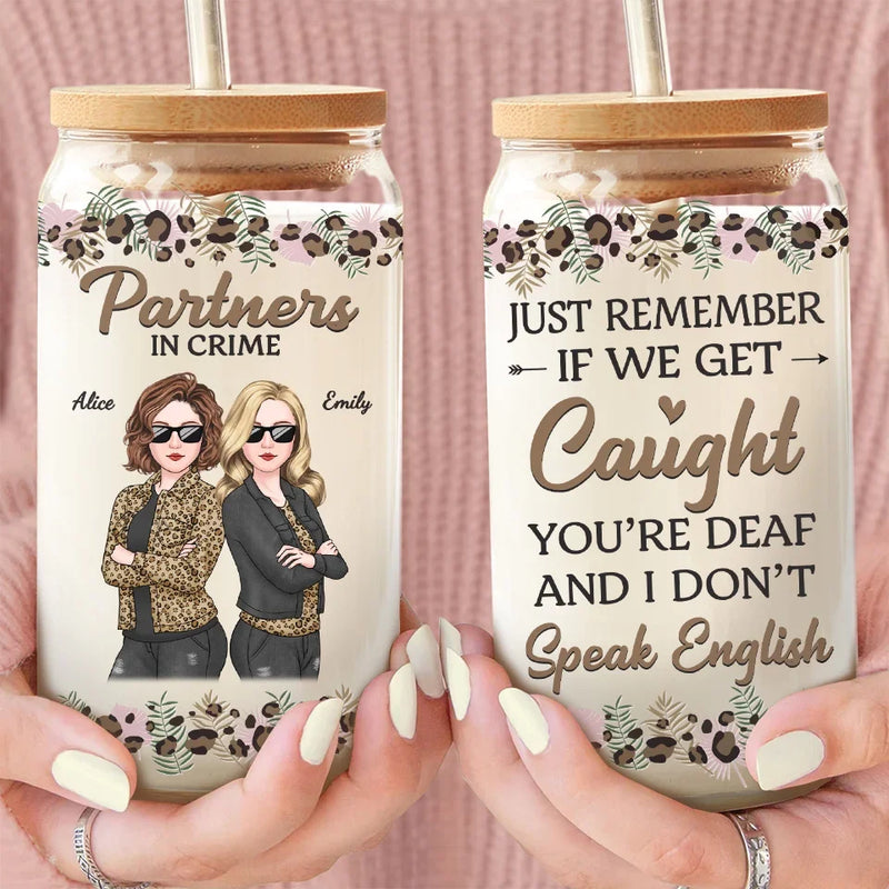 We Go Together Like Trouble And Fun - Bestie Personalized Custom Glass Cup, Iced Coffee Cup - Gift For Best Friends, BFF, Sisters