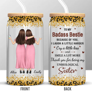 Les amis sont la famille que nous choisissons pour nous-mêmes - Tasse en verre personnalisée Bestie, tasse à café glacé - Cadeau pour meilleures amies, BFF, sœurs