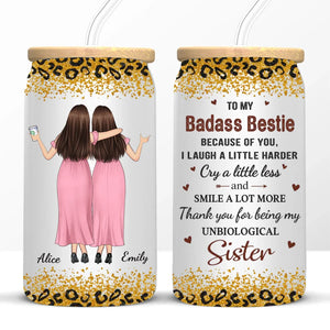 Les amis sont la famille que nous choisissons pour nous-mêmes - Tasse en verre personnalisée Bestie, tasse à café glacé - Cadeau pour meilleures amies, BFF, sœurs