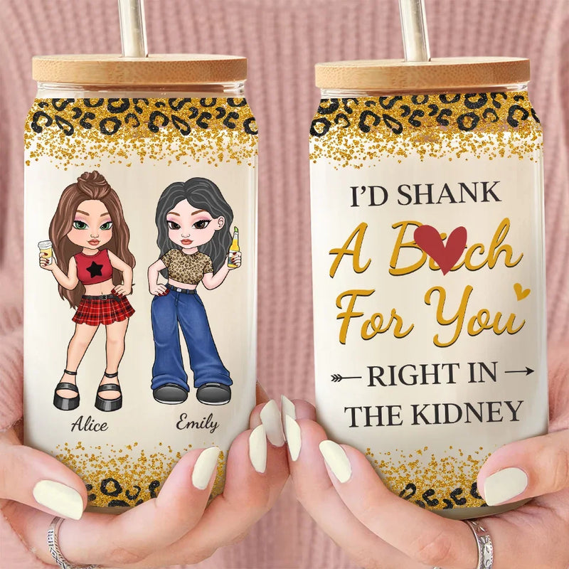 Better Together - Bestie Personalized Custom Glass Cup, Iced Coffee Cup - Gift For Best Friends, BFF, Sisters