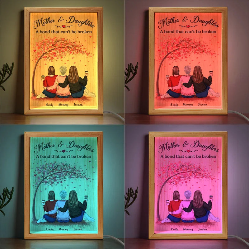 A Mother And Daughter’s Bond Is Unbreakable - Family Personalized Custom Frame Light Box - Gift For Mom, Daughter