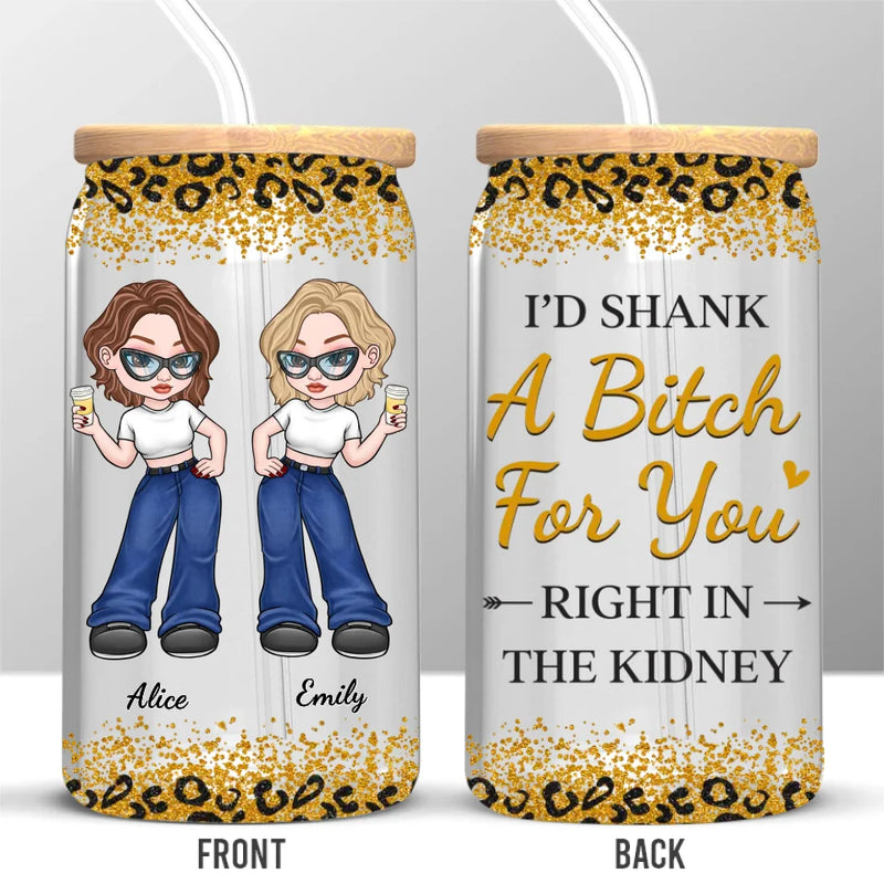 Better Together - Bestie Personalized Custom Glass Cup, Iced Coffee Cup - Gift For Best Friends, BFF, Sisters