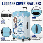 Travel More, Worry Less - Travel Personalized Custom Luggage Cover - Summer Vacation Gift, Gift For Adventure Travel Lovers