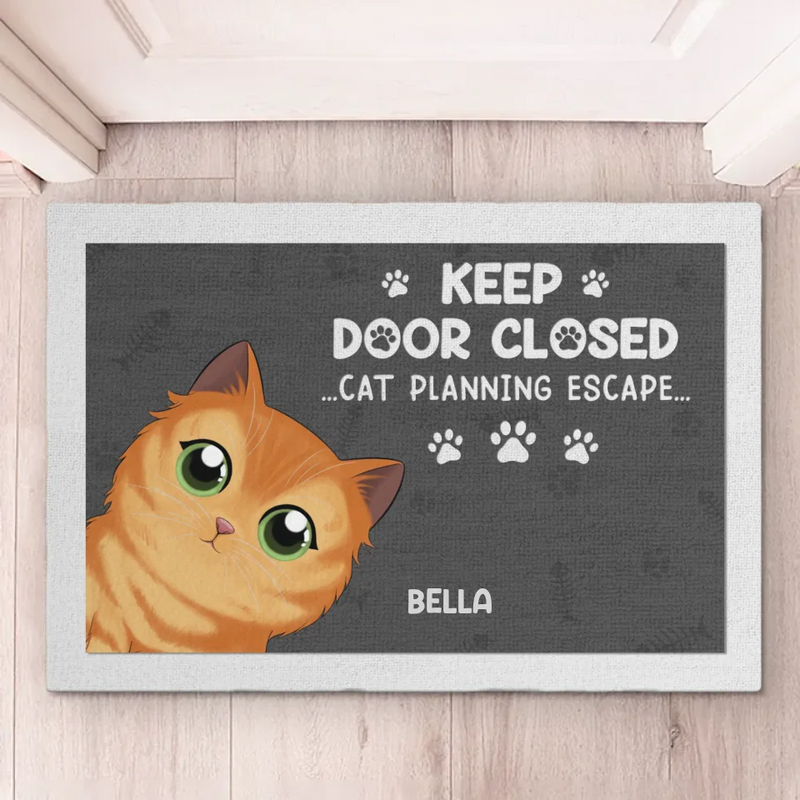 Keep Door Closed - Cat Personalized Custom Home Decor Decorative Mat - House Warming Gift For Pet Owners, Pet Lovers