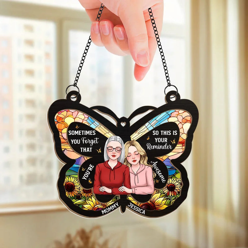 A Daughter Is A Piece Of Her Mother’s Heart - Family Personalized Window Hanging Suncatcher Ornament - Gift For Mom, Daughter
