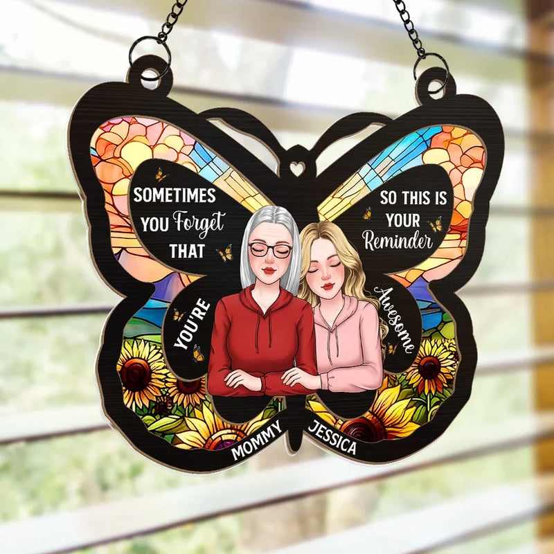 A Daughter Is A Piece Of Her Mother’s Heart - Family Personalized Window Hanging Suncatcher Ornament - Gift For Mom, Daughter