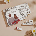 Together Is A Wonderful Place To Be - Couple Personalized Custom Horizontal Rectangle Shaped Building Brick Blocks - Gift For Husband Wife, Anniversary