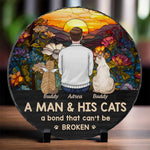 Just A Girl And Her Cat, A Bond That Can't Be Broken  - Memorial Personalized Custom Round Shaped Stone With Stand - Sympathy Gift For Men, Cat Lovers