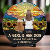 Just A Girl And Her Dog, A Bond That Can't Be Broken  - Memorial Personalized Custom Round Shaped Stone With Stand - Sympathy Gift For Pet Owners, Pet Lovers