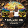 Just A Girl And Her Dog, A Bond That Can't Be Broken  - Memorial Personalized Custom Round Shaped Stone With Stand - Sympathy Gift For Pet Owners, Pet Lovers